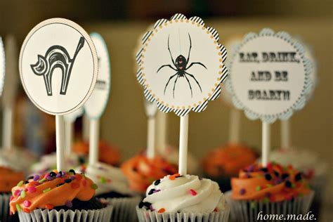 Homemade Free Printable Halloween Cupcake Toppers