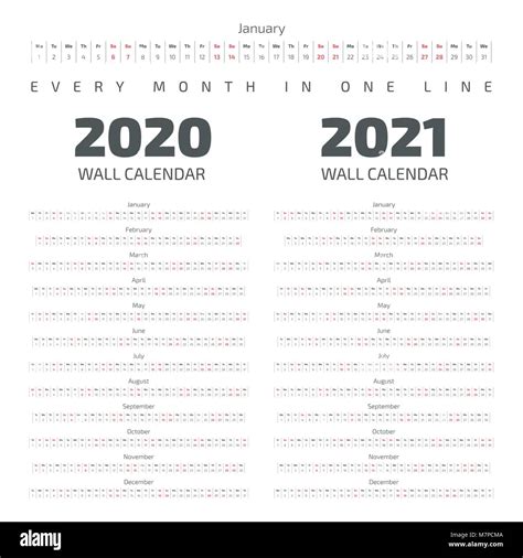 2020 2021 Wall Calendar Stock Vector Image And Art Alamy