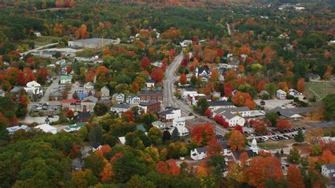 55k Stock Footage Aerial Video Orbiting A Small Rural Town Fall