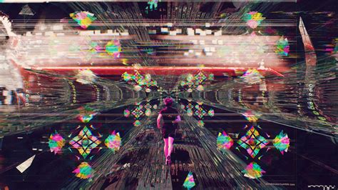 General 3840x2160 Glitch Art Cyberpunk Abstract Run Psychedelic