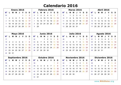 Calendario 2016 Calendario De España Del 2016