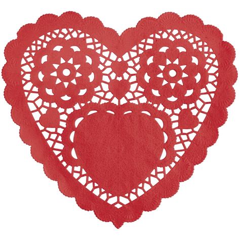 Heart Shaped Paper Doilies 6in Red 30ct