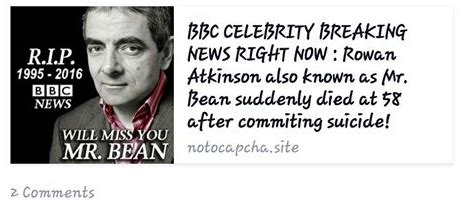 Rowan atkinson, the actor who plays mr. Rowan Atkinson suicide dead hoax on Facebook - Cyberwarzone