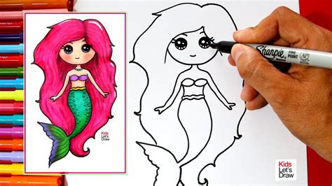 Cómo Dibujar Y Pintar Una Sirena Kawaii Fácil Learn To Draw A Cute