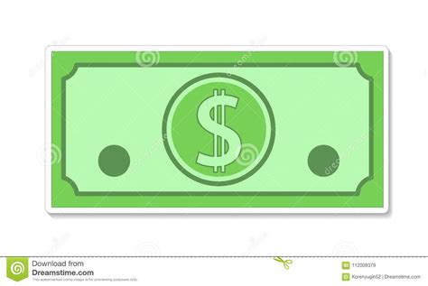 Color Image Cartoon Set Bills With Currency Dollar Symbol Vector Stock