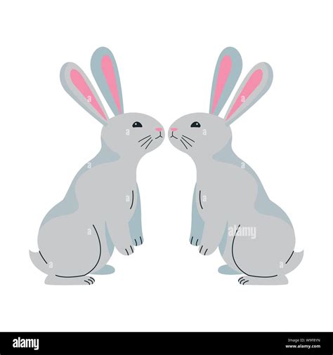 Cute Two Rabbits Animals Cartoons Stock Vector Image And Art Alamy
