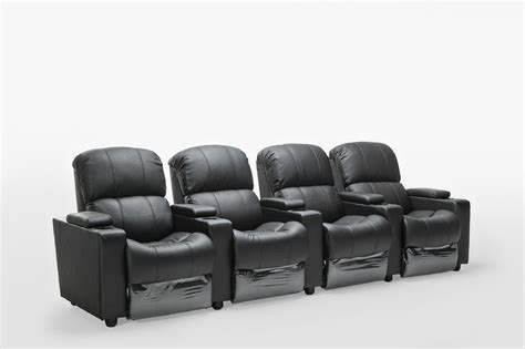 Here are some home theater design ideas that could inspire one to create one of your own. Sophie Black Leather 4 Seater Home Theatre Recliner Lounge ...