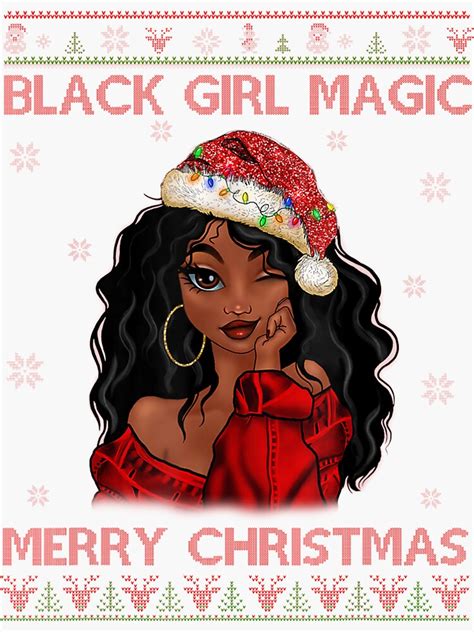 Black Girl Magic Merry Christmas African American Woman Xmas Sticker