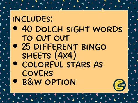 Pre K Dolch Sight Words Bingo Printable Pre K Sight Words Etsy