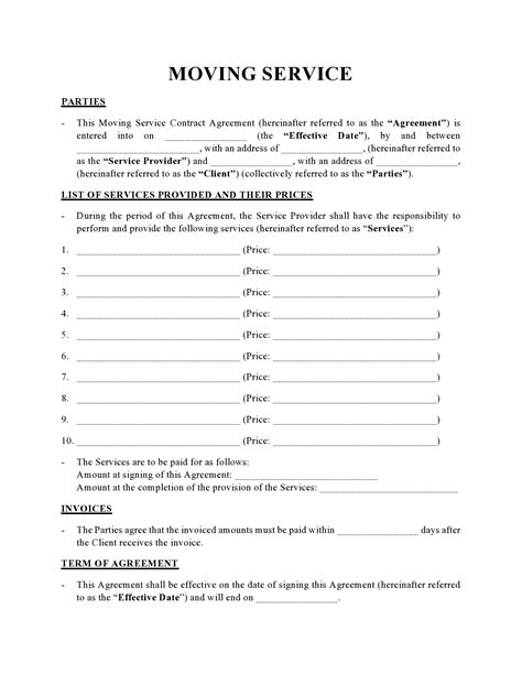 38 Perfect Moving Contract Templates Free Templatelab