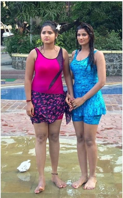 Bhojpuri Magic On Twitter Kajal Raghwani And Poonam Dubey In Hot Swim Dress😍😍😍