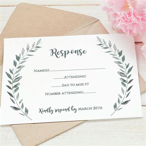 Wedding Rsvp Card Template Printable Rsvp Card Leaves In Free Printable Wedding Rsvp Card