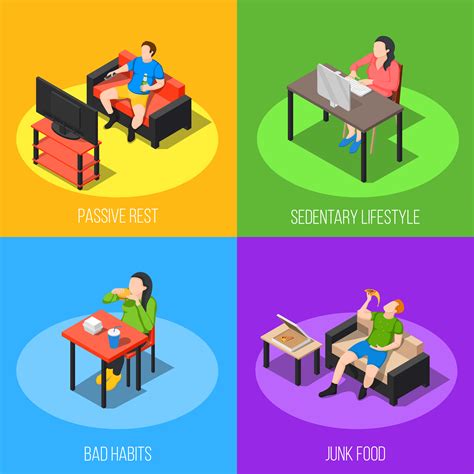 Sedentary Lifestyle Design Concept - Download Free Vectors ...