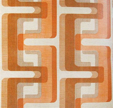 Vintage 1970s Wallpaper Orange Brown Mod Geometric Pop 70s Etsy