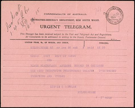 Example Of A Telegram 1915 New South Wales Anzac Centenary State
