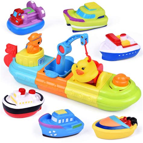 Fun Little Toys Boats Squirters Bath Toy Play Set 7 Pieces