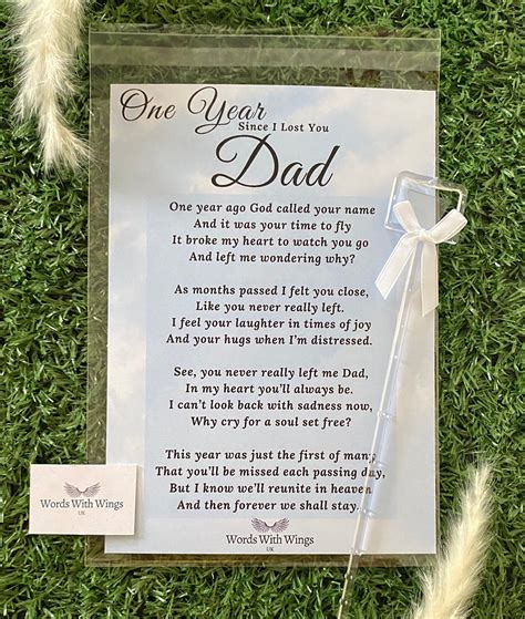 One Year Since I Lost You Dad Grave Card Memorial Card Etsy