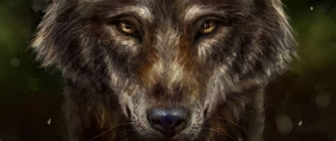 Download Wallpaper 2560x1080 Wolf Animal Predator Art Dual Wide