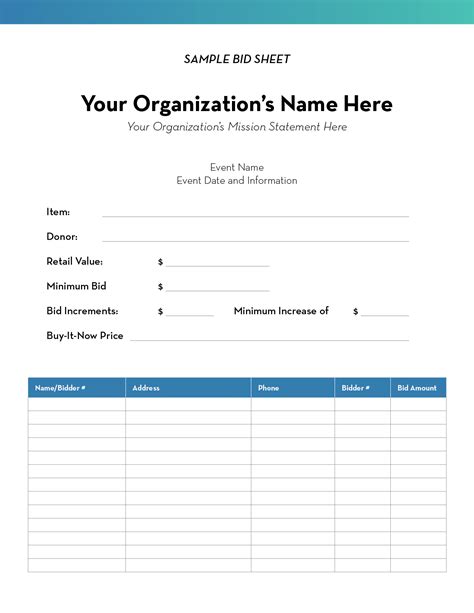 Silent Auction Bid Sheets Template And Complete Guide