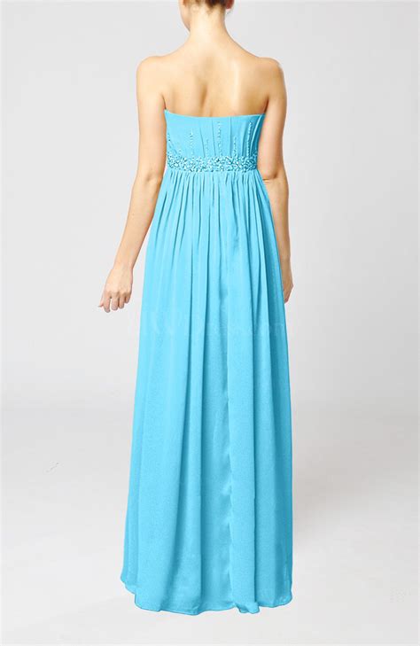 Turquoise Elegant Strapless Sleeveless Chiffon Sequin Evening Dresses
