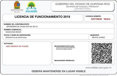 Licencia De Funcionamiento Vacacionando Seguro