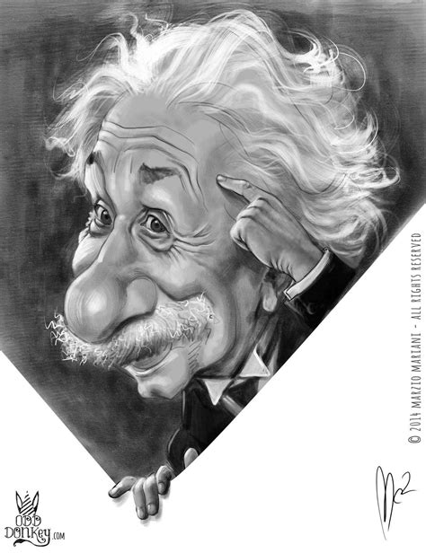 Albert Einstein Caricature By Marzio Mariani All Rights Reserved
