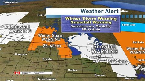 Winter Storm Warnings Issued For Western Manitoba Snowfall Warnings