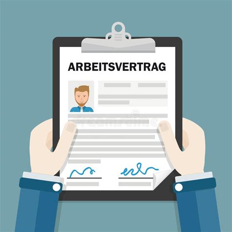 Hallo zusammen, ich bekomme von meinem arbeitgeber demnächst eine gehaltserhöhung. Handklemmbrett Arbeitsvertrag Vektor Abbildung ...