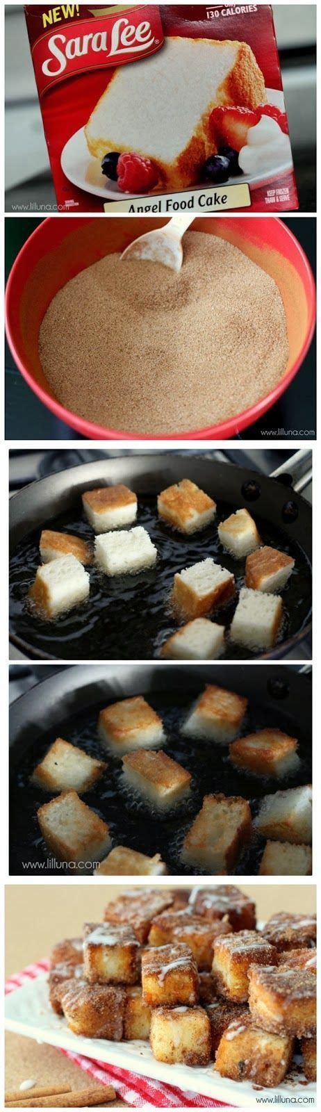 My cubes were about 1.5 inches x 1.5 inches. Angel Food Cake Churro Bites | Recipe | Easy desserts ...