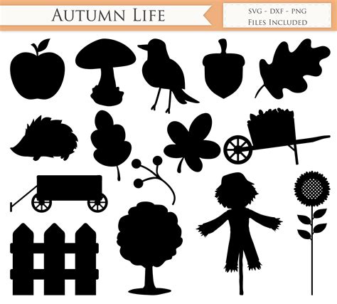 Autumn Life Svg Set Fall Harvest Thanksgiving Cutting Files For