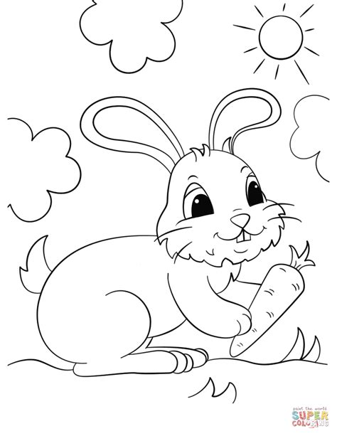 Dibujo De Conejo Lindo De Dibujos Animados Con Una Zanahoria Para