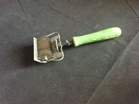 Antique Vintage Pasta Cutter Roller With Green Wooden Handle Etsy