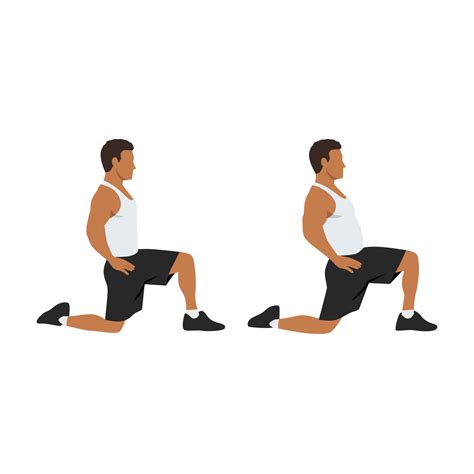 Man Doing Kneeling Hip Flexor Stretch Exercise Flat Vector