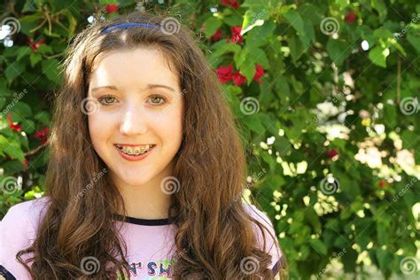 Beautiful Young Girl With Braces Stock Image Image Of Dentist Girl
