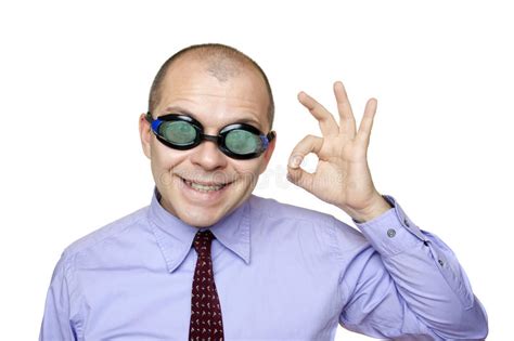 Funny Businessman With Swimming Goggles Stock Photo Image Of White