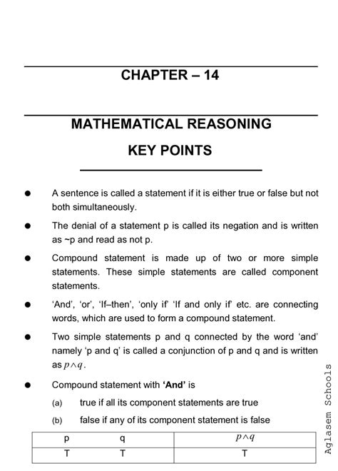 Class 11 Maths Mathematical Reasoning Notes All Important Notes
