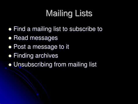 Ppt Mailing Lists And Newsgroups Powerpoint Presentation Free