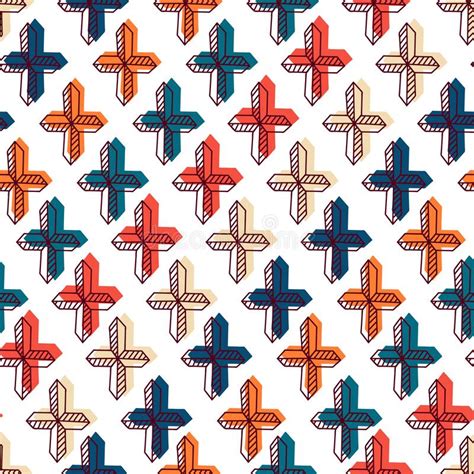 Christian Seamless Pattern Background With Bright Crosses Stock Vector