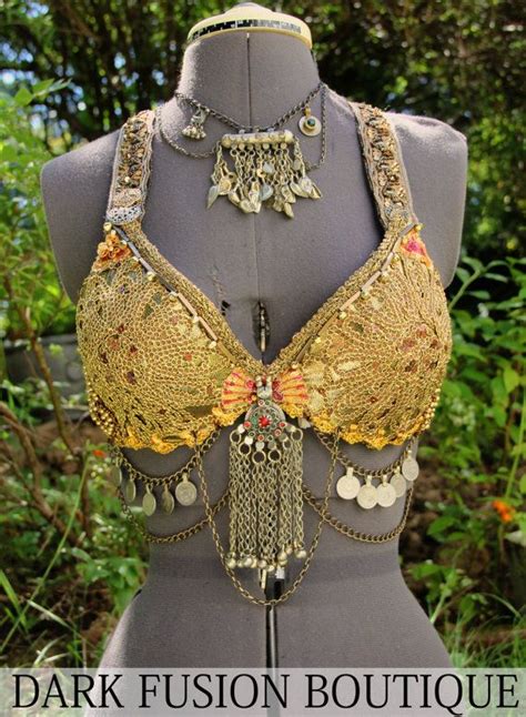 professional bellydance bra 34c cup gold kuchi fusion etsy tribal fusion costume tribal