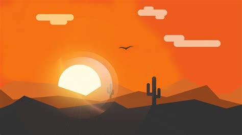 2560x1440 Minimalist Orange Sunset 1440p Resolution Wallpaper Hd