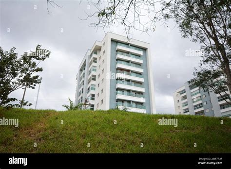 Apartment Buildings Set Cloudy Sky Brazil South America Wide Angle