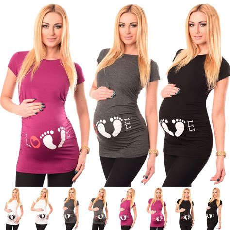 Cute Pattern Summer Pregnant Clothes Short Sleeves Long Maternity Tees Maternity T Shirt