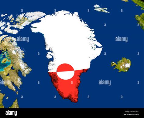 Mapa De Groenlandia Con Bandera Incrustada En La Superficie Del Planeta