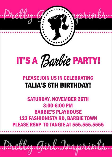 Diva Fashionista Barbie Birthday Party Invitation Invite Only 5 50 Barbie Birthday Party