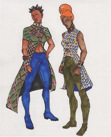 Two Black Women In African Clothing Standing Next To Each Other One