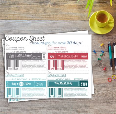 Monthly Discount Coupons Sheet Printable Editable