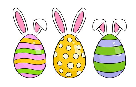 Set Of Colorful Easter Eggs With Bunny Ears 31380785 Vector Art At Vecteezy