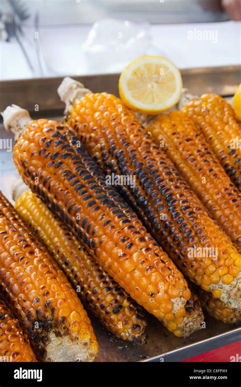 Roasted Corn On Cobs Stock Photo Alamy