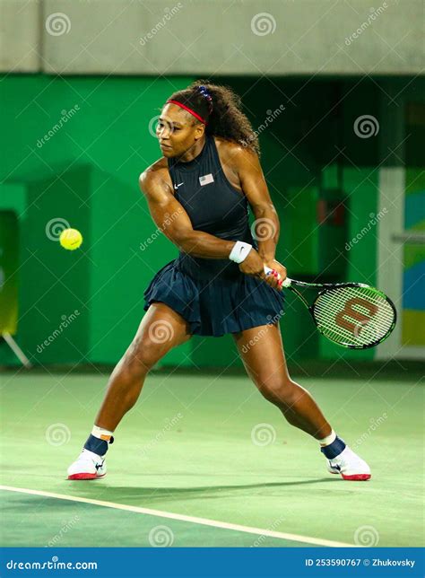 Olympic Champions Serena Williams Of United States In Action During Singles Round Three Match Of