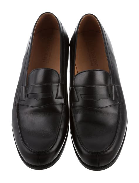 Men S Black Leather J M Weston Round Toe Penny Loafers With Leather Soles Includes Dust Bags